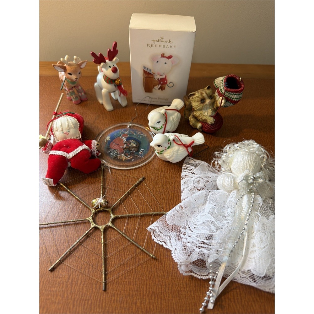 Vtg Christmas Ornament Lot: Avon Kurt‎ S Adler, Enesco, Fitz & Flloyd, Hallmark